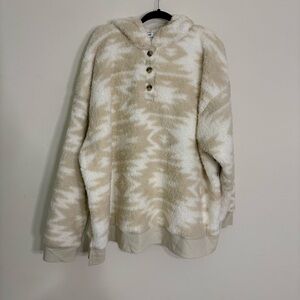 Sonoma Goods for Life Women's Cream & Tan Sherpa Hoodie - Size: 4X - NWT